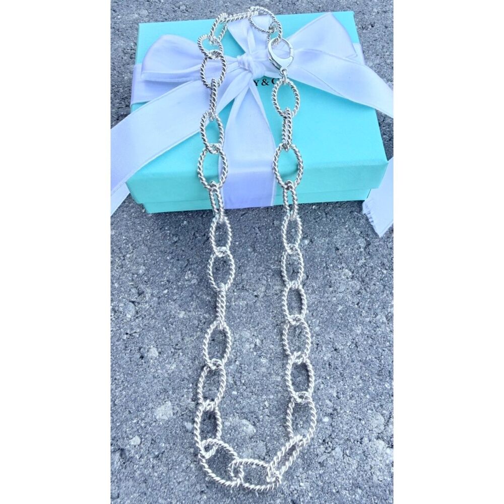 Tiffany & Co. Twist Oval Link Chain Necklace, Silver, 18.5 inch